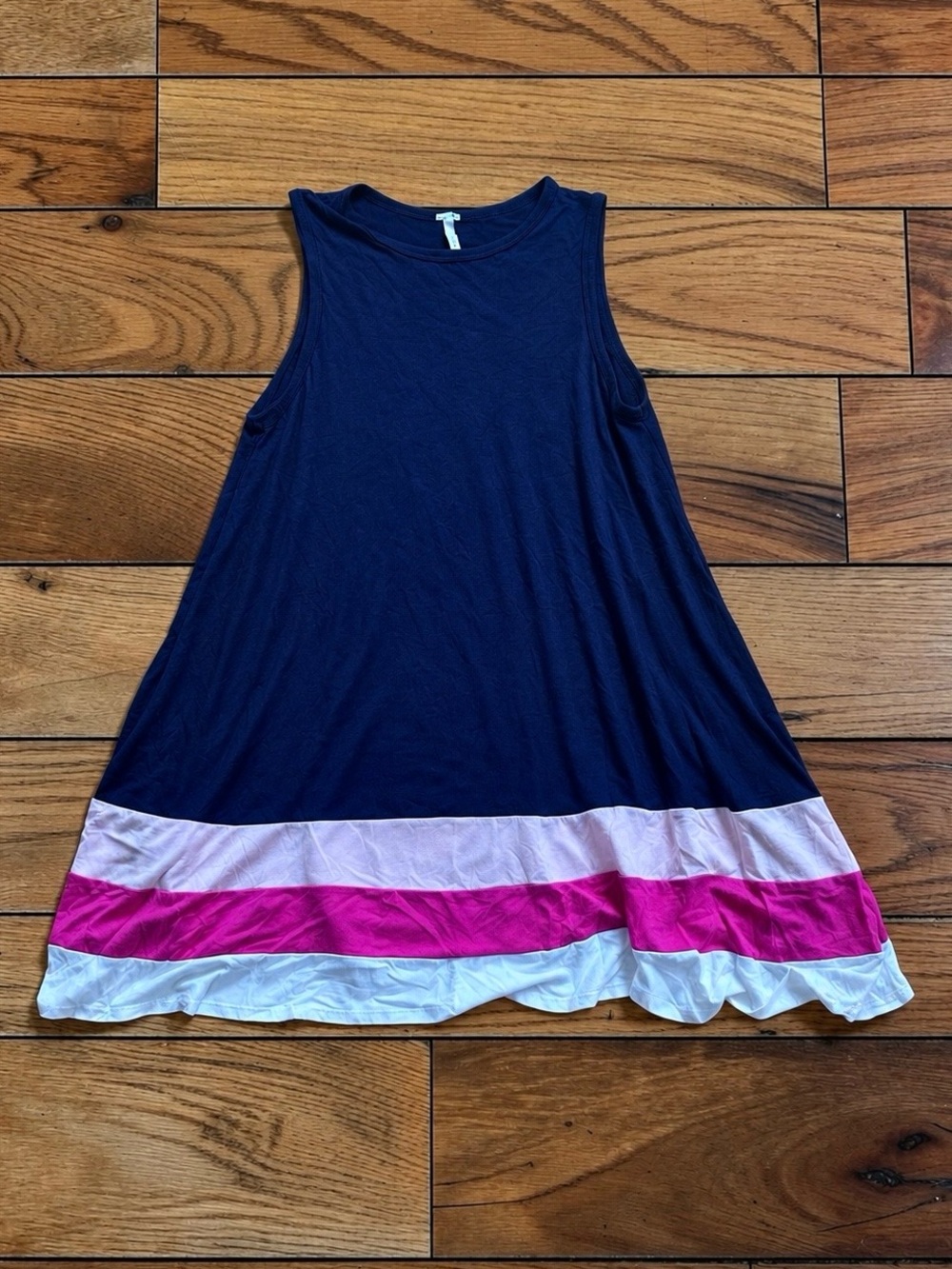 Women’s Bellamie Size M Navy Sleeveless Mini Swing Dress Pink White Colorblock